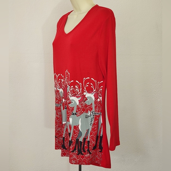Mac & Belle Tunic Santa Deer Swing Red Size L - Picture 7 of 13